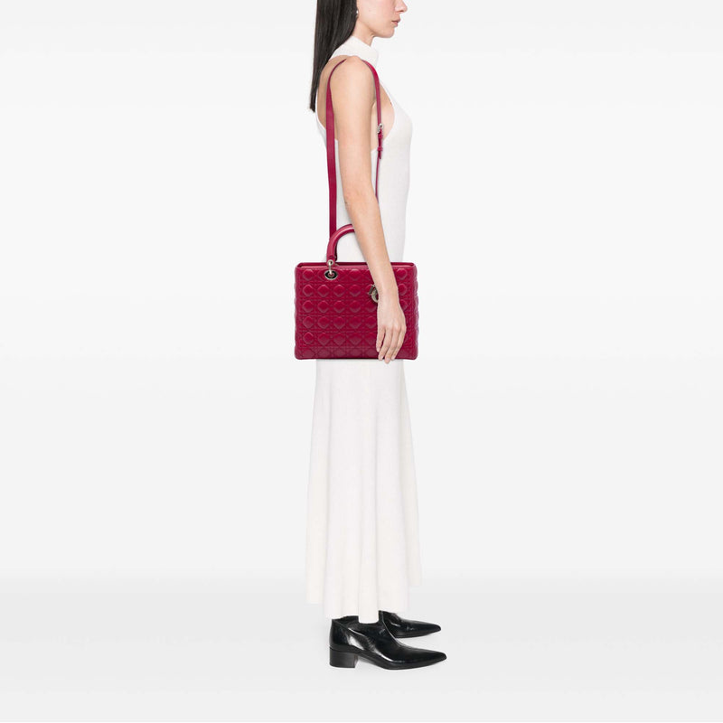 Large Lambskin Cannage Lady Dior - Image 5