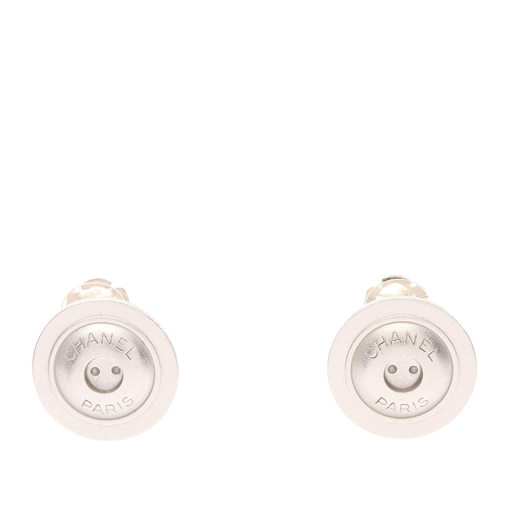 Stainless Steel Logo Button Clip On Earrings - Image 1