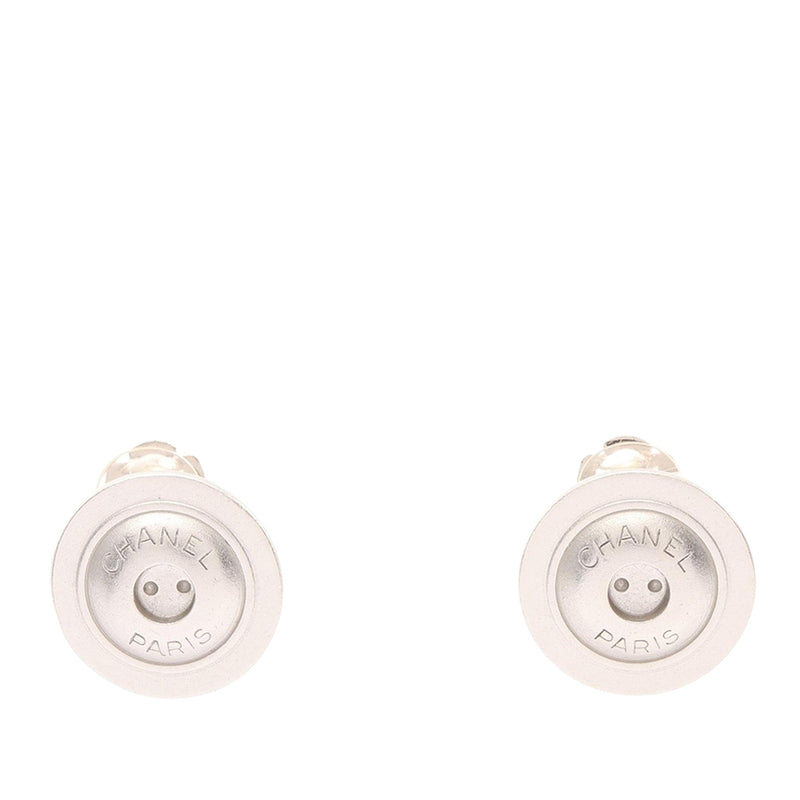 Stainless Steel Logo Button Clip On Earrings