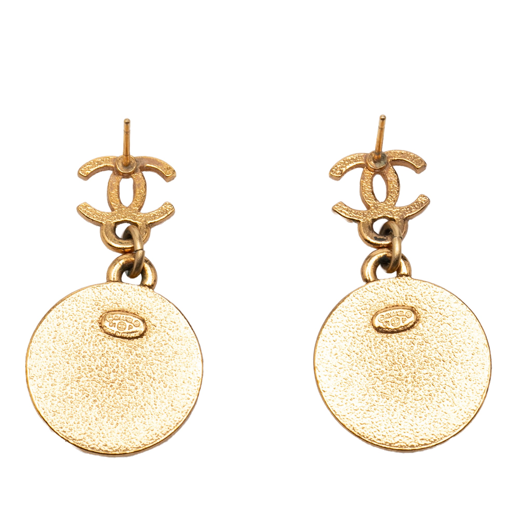 CC Gold Plated Enamel Star Dangling Push Back Earrings - Image 2
