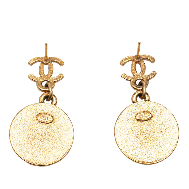 CC Gold Plated Enamel Star Dangling Push Back Earrings - Image 2