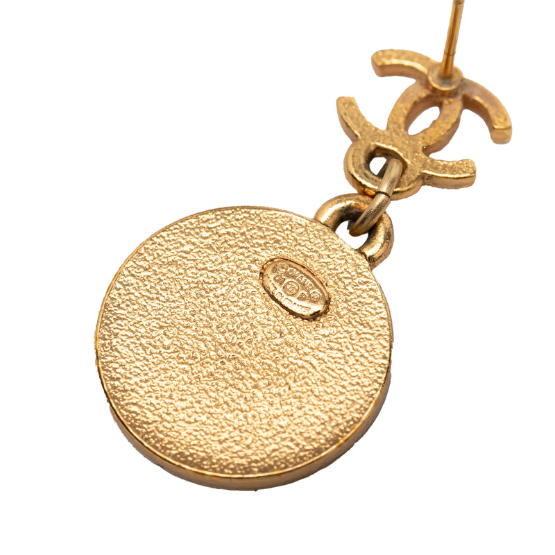 CC Gold Plated Enamel Star Dangling Push Back Earrings - Image 3