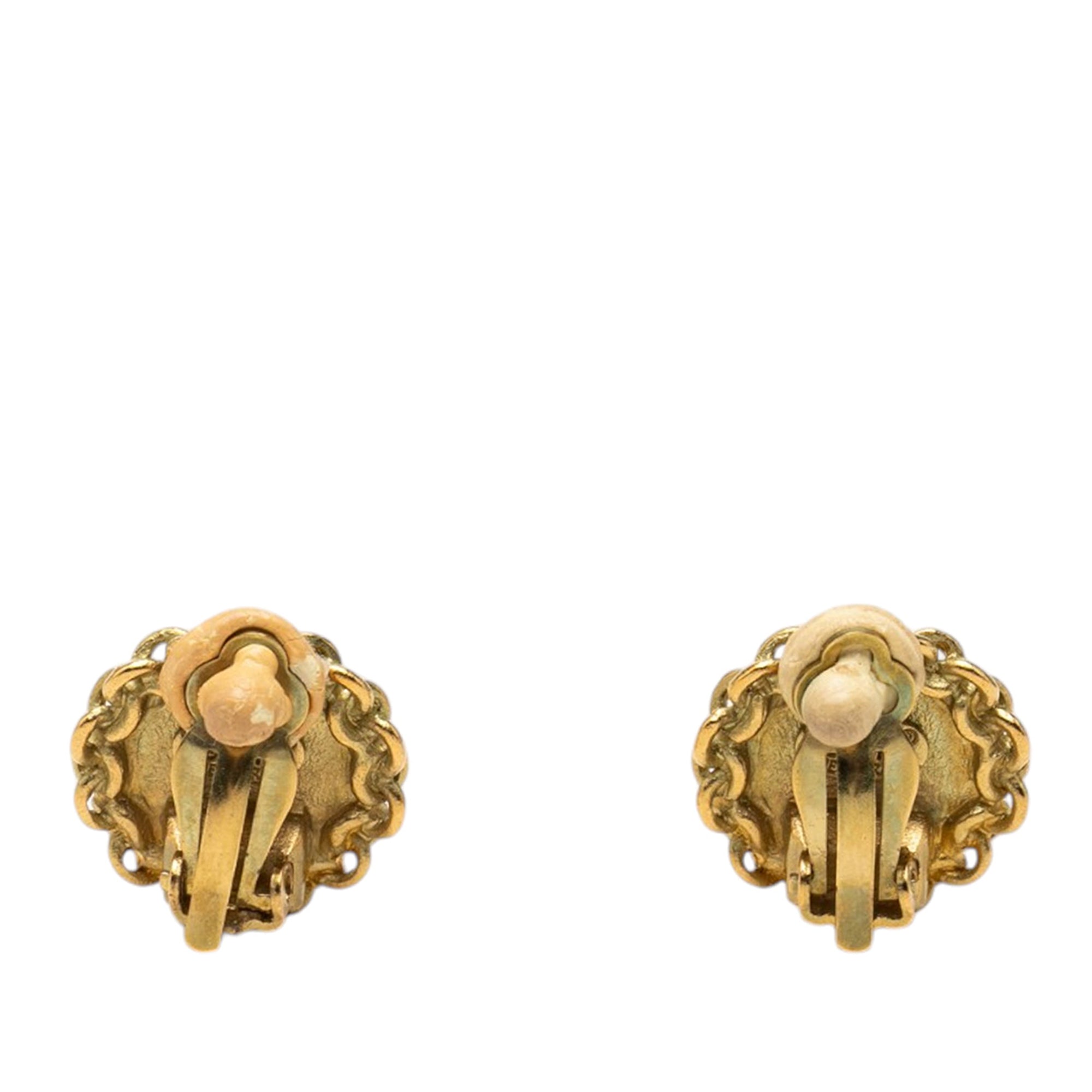 CC Gold Plated Round Clip On Earrings - Image 2