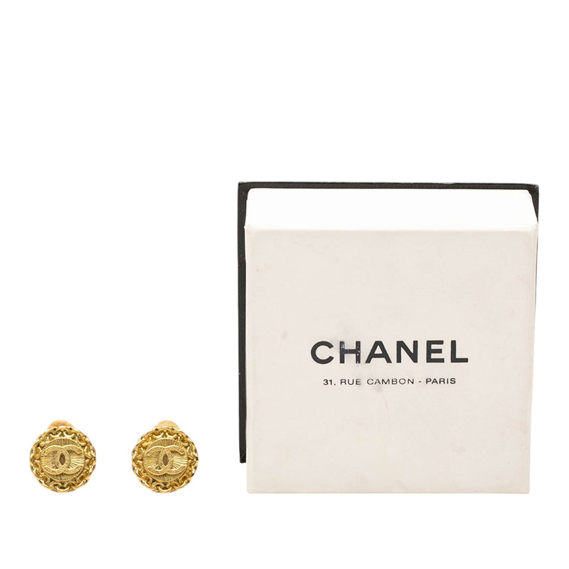 CC Gold Plated Round Clip On Earrings - Image 4