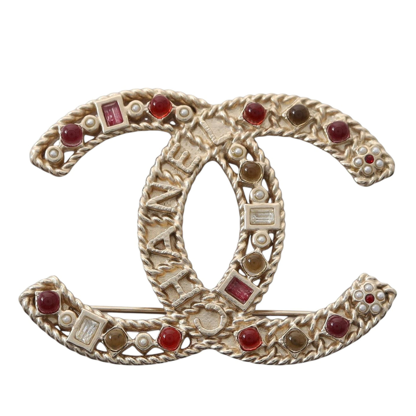 CC Brass Gripoix and Pearl Brooch - Image 1