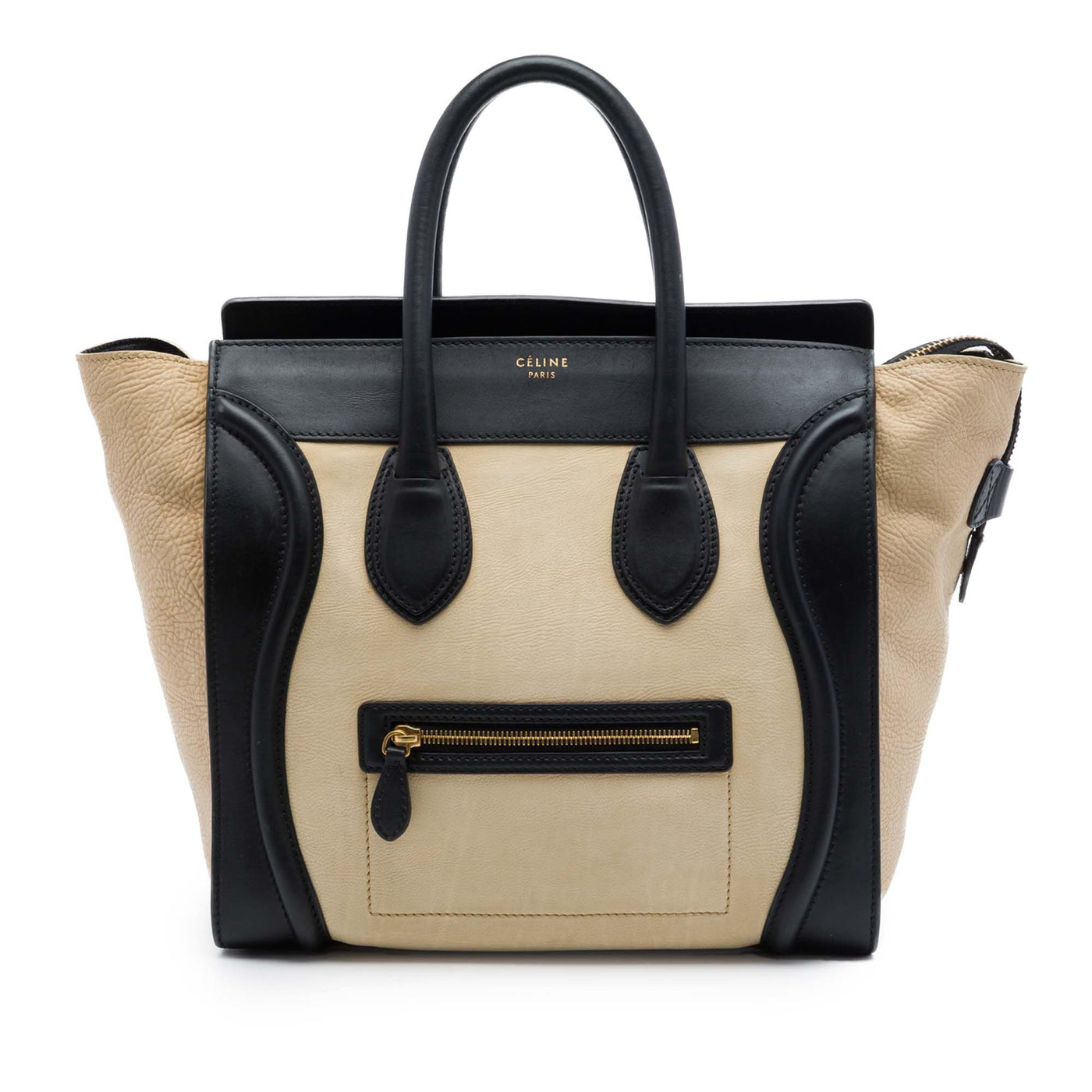 Mini Bicolor Leather Luggage Tote - Image 1