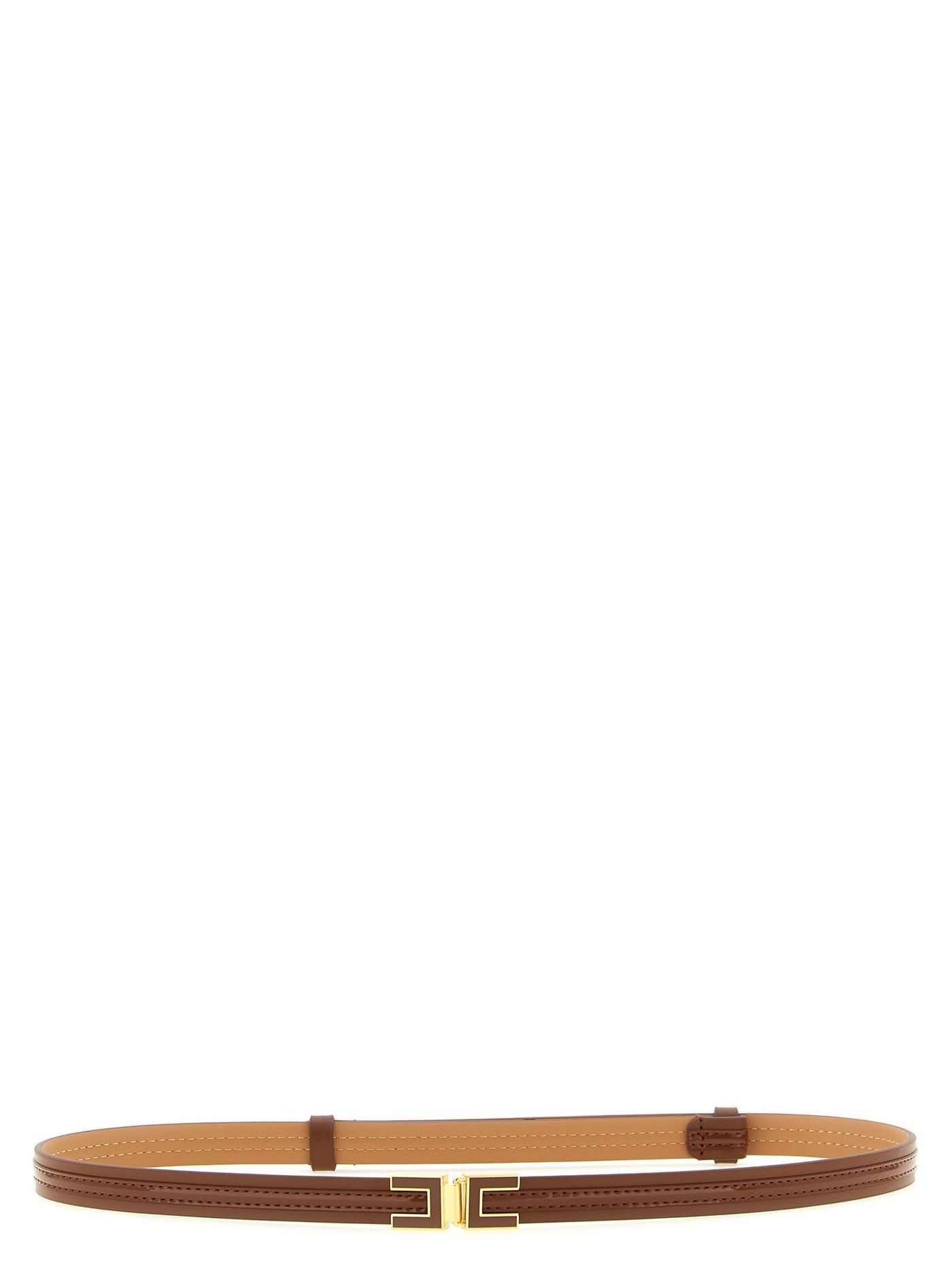 Elisabetta Franchi Logo-Buckle Belt — Cognac