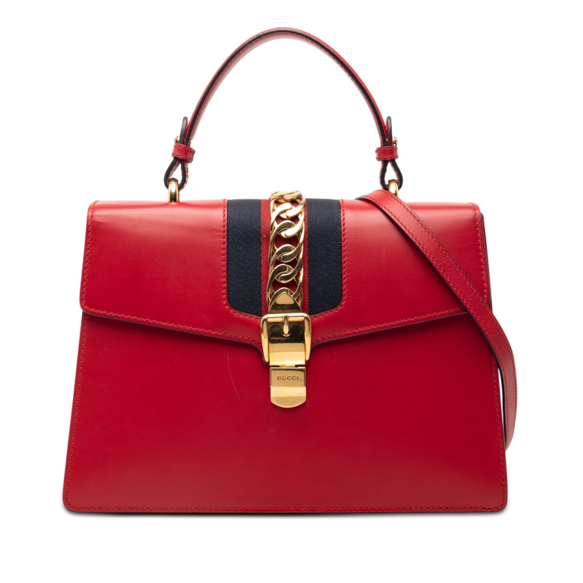 Medium Leather Web Sylvie Top Handle Bag - Image 1