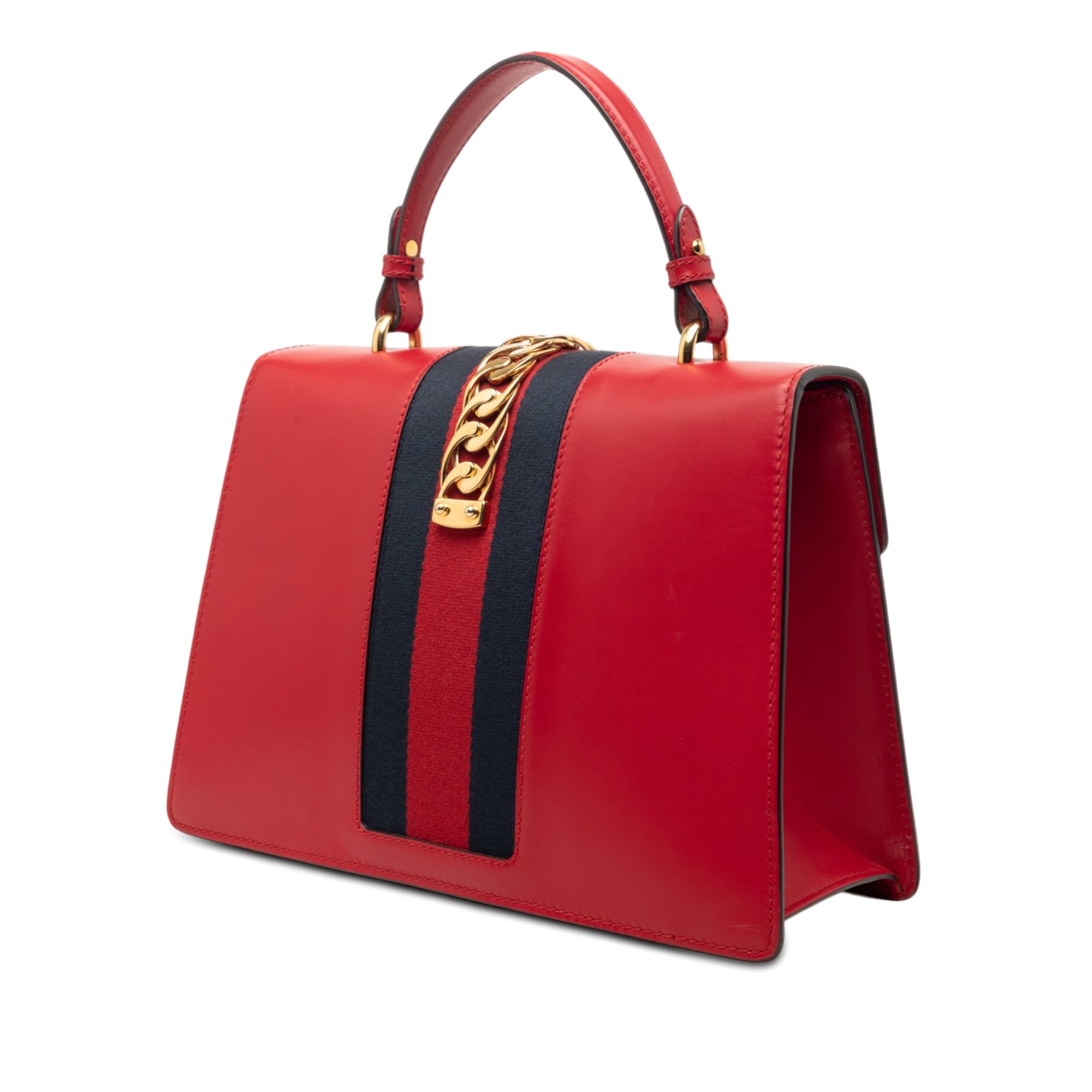 Medium Leather Web Sylvie Top Handle Bag - Image 2