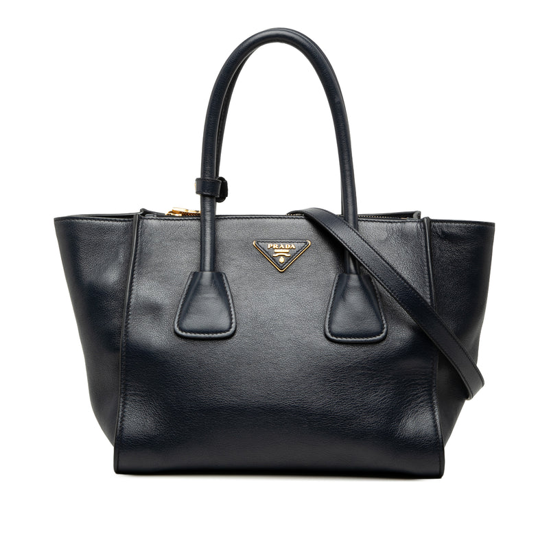 Glace Calf Twin Pocket Double Handle Satchel