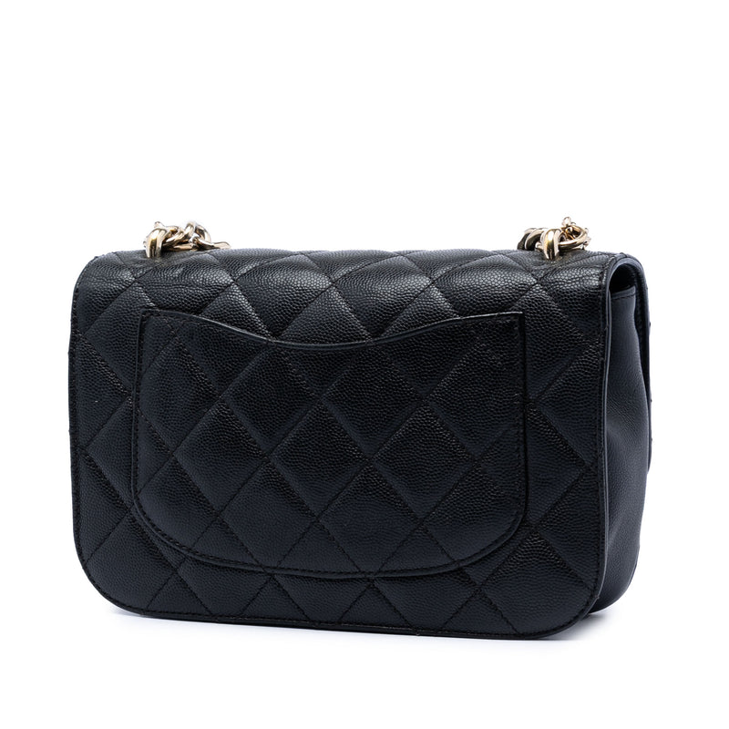 Small CC Quilted Caviar Studded Single Flap - Image 2