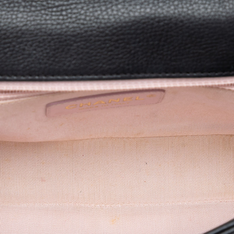 Small CC Quilted Caviar Studded Single Flap - Image 4