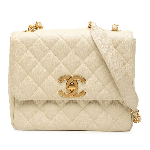 XL CC Quilted Caviar Square Single Flap - Image 1