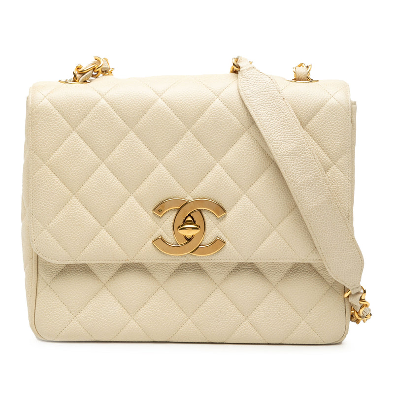 XL CC Quilted Caviar Square Single Flap