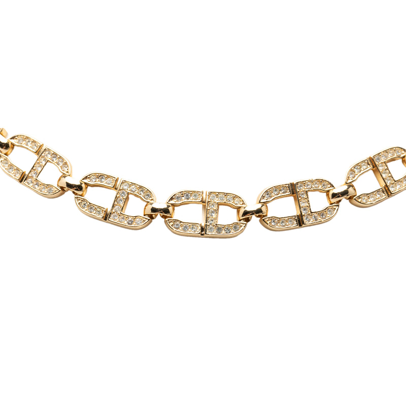 Gold Plated Strass CD Logo Choker Necklace