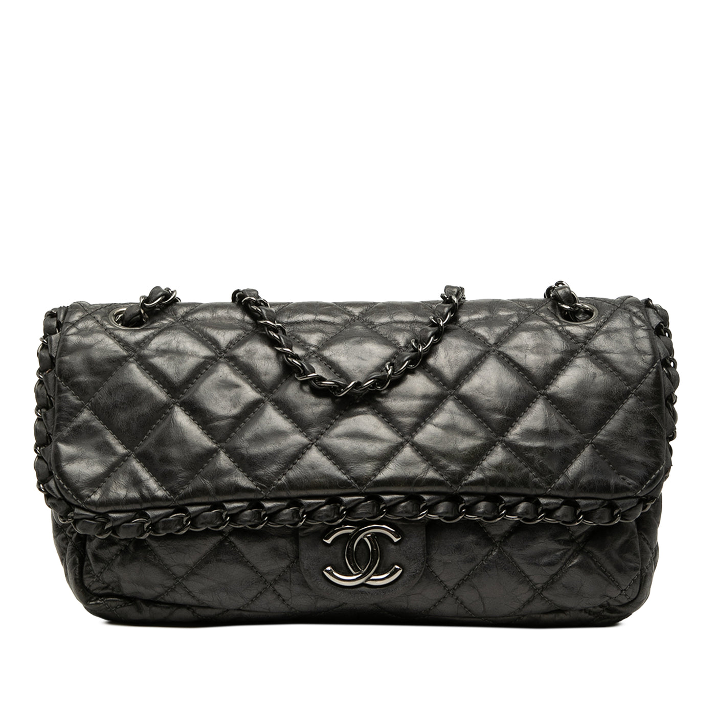 Medium Quilted Metallic Aged Calfskin Chain Me Flap - Image 1