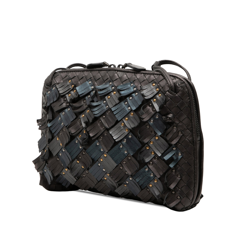 Metallic Multicolor Nappa Intrecciato Fringe Studded Nodini Crossbody - Image 2