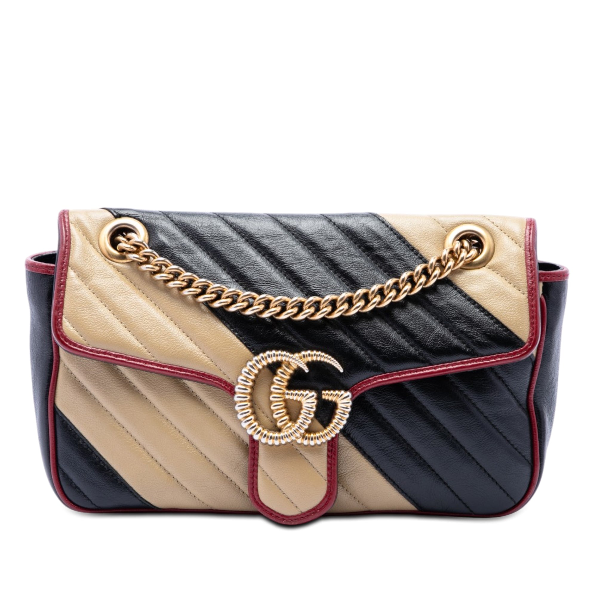 Medium GG Marmont Bicolor Matelasse Diagonal Leather Torchon Shoulder Bag - Image 1