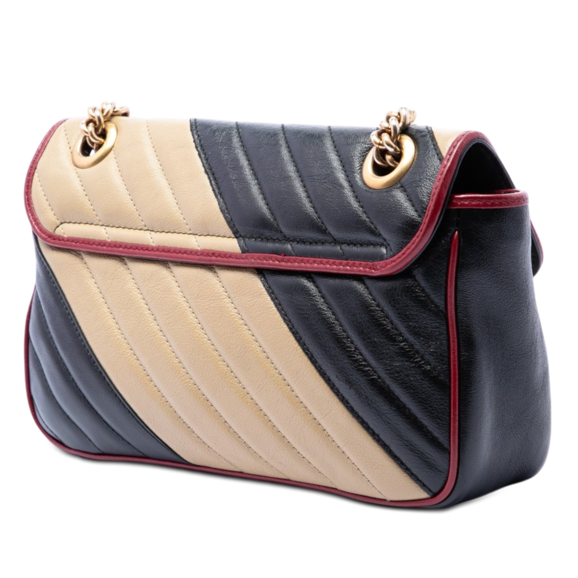 Medium GG Marmont Bicolor Matelasse Diagonal Leather Torchon Shoulder Bag - Image 2