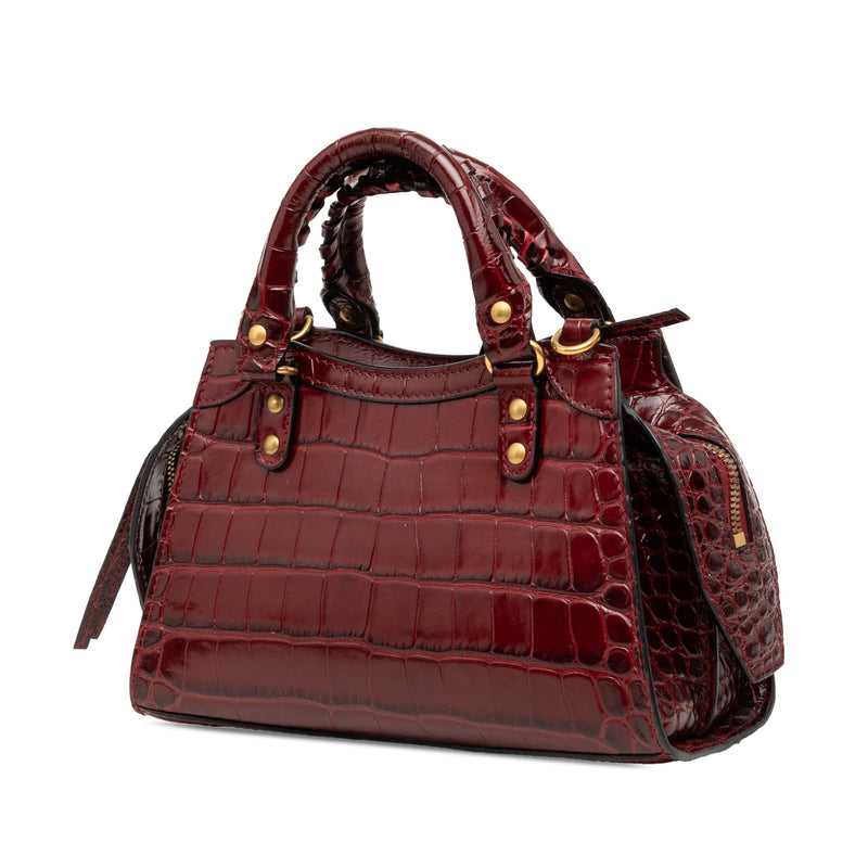 Mini Croc Embossed Calfskin Motocross Neo Classic City Satchel - Image 2