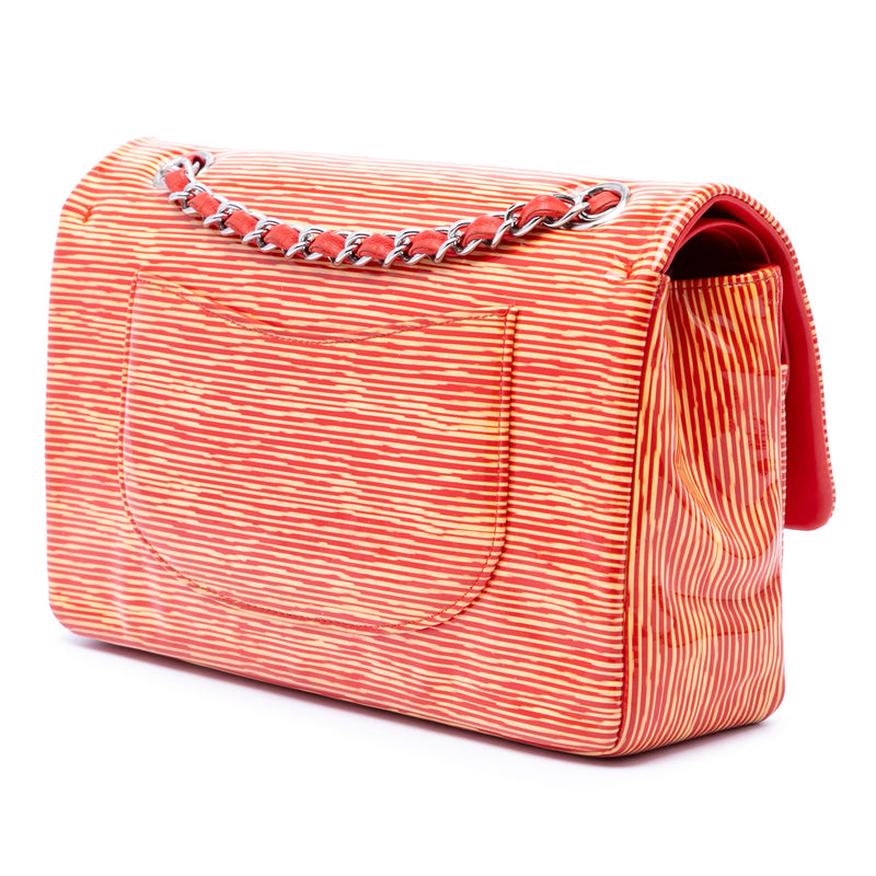 Medium Classic Patent Striped Double Flap - Image 2