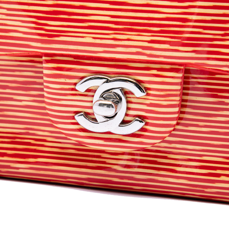 Medium Classic Patent Striped Double Flap - Image 5
