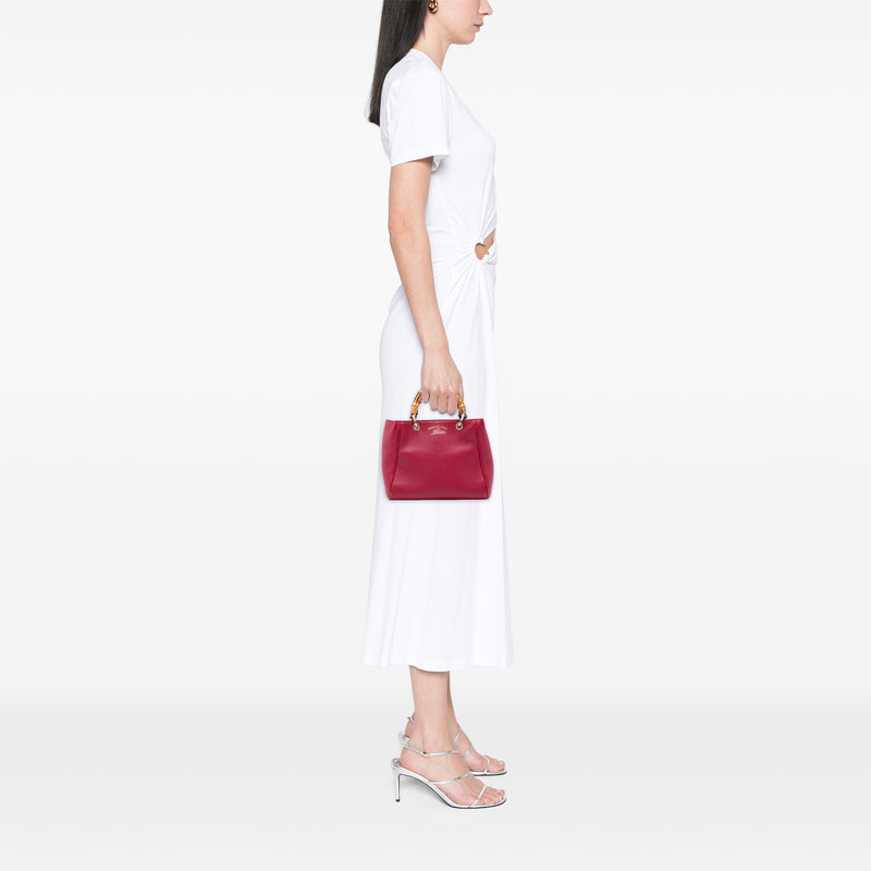 Mini Calfskin Bamboo Shopper Satchel - Image 5