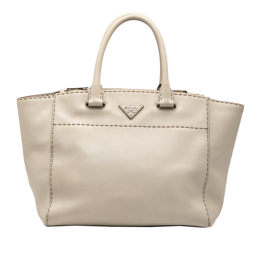 City Calf Stitched Twin Pocket Satchel - Image 1