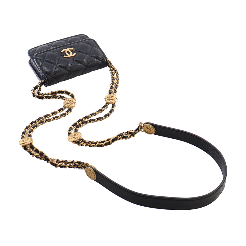 Quilted Caviar Twist Your Buttons Coin Purse With Chain - Image 14
