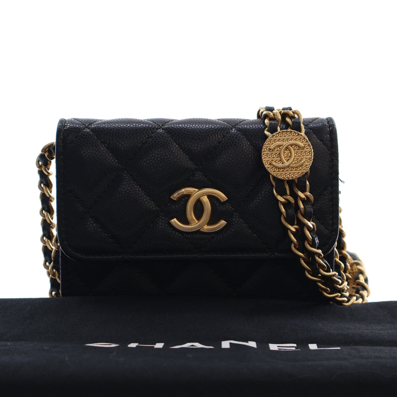 Quilted Caviar Twist Your Buttons Coin Purse With Chain - Image 15