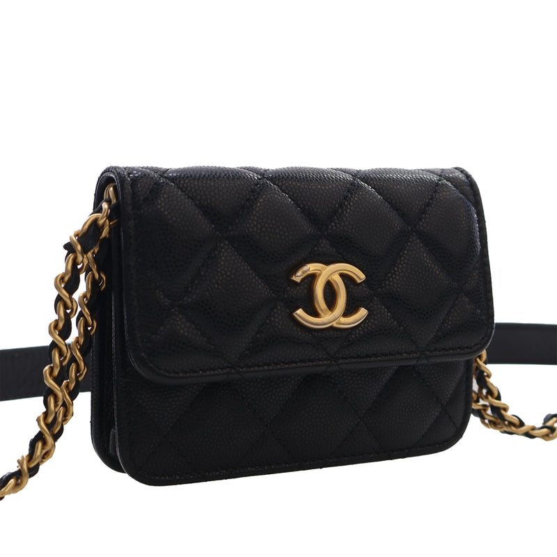 Quilted Caviar Twist Your Buttons Coin Purse With Chain - Image 2
