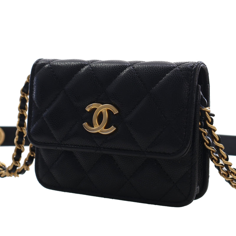 Quilted Caviar Twist Your Buttons Coin Purse With Chain - Image 3