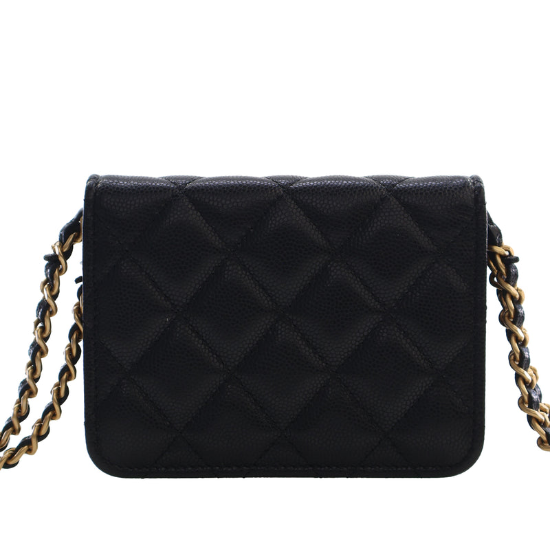 Quilted Caviar Twist Your Buttons Coin Purse With Chain - Image 4