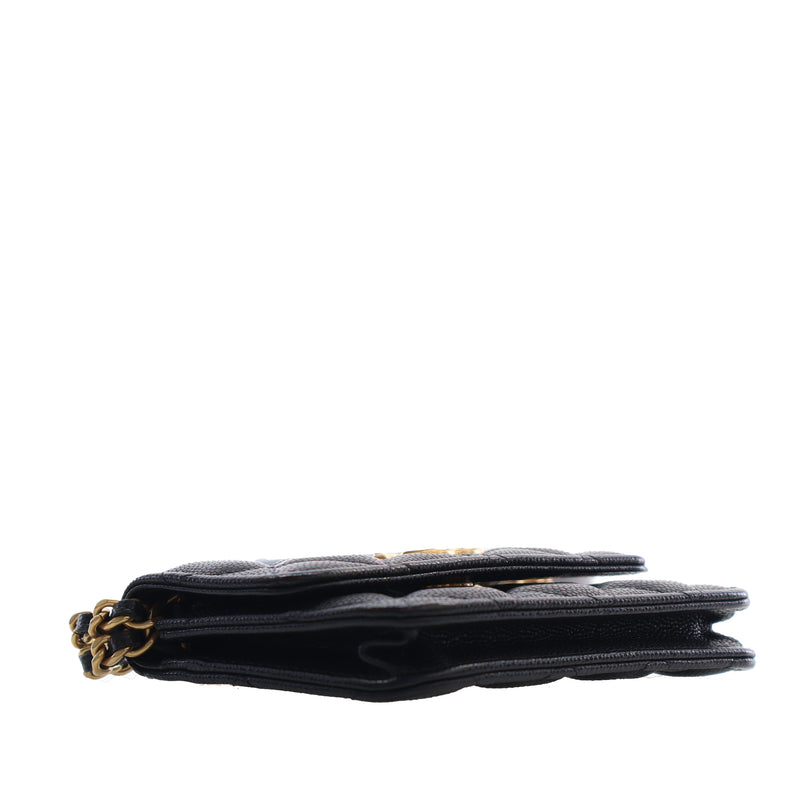 Quilted Caviar Twist Your Buttons Coin Purse With Chain - Image 6