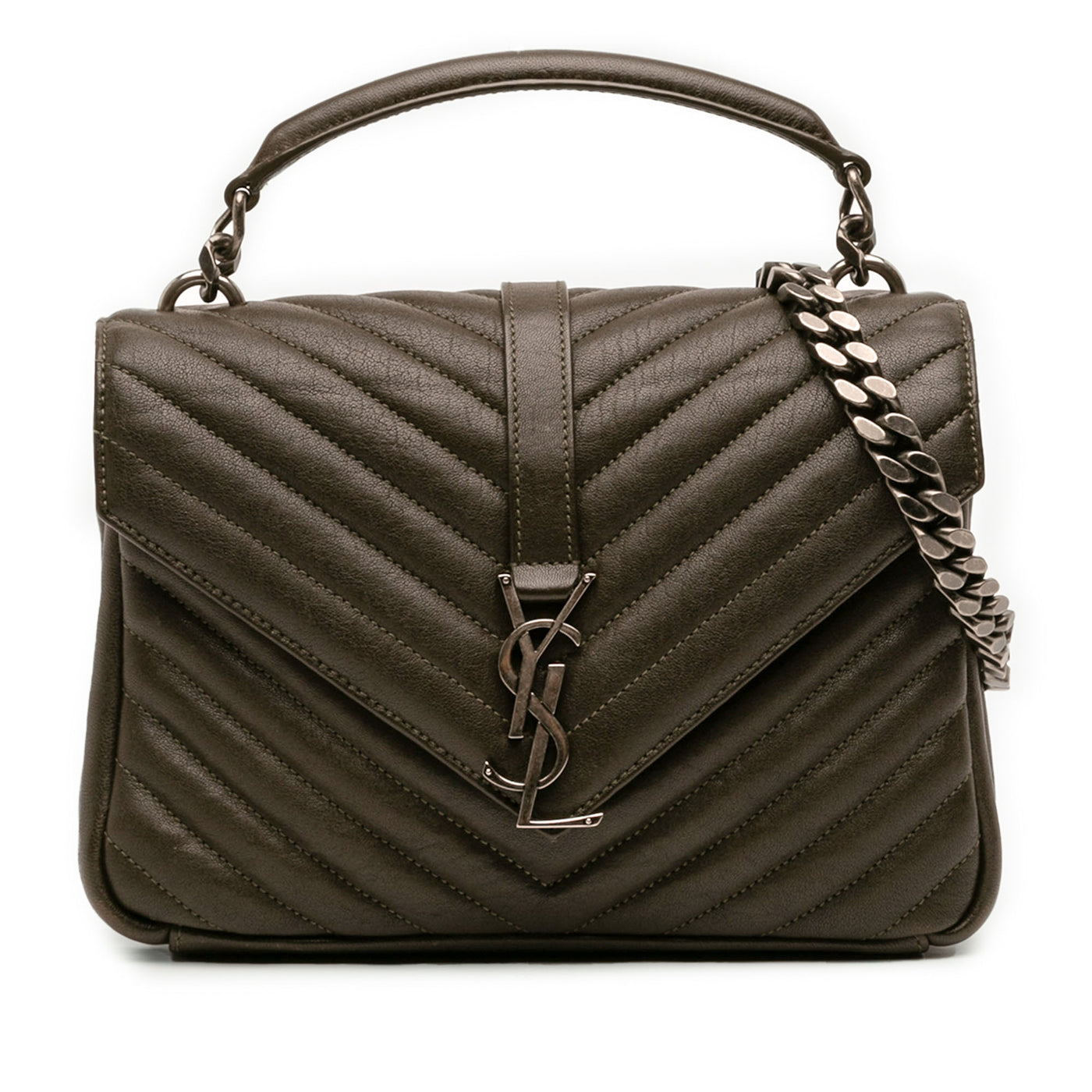 Medium Quilted Chevron Sheepskin College Satchel - Image 1