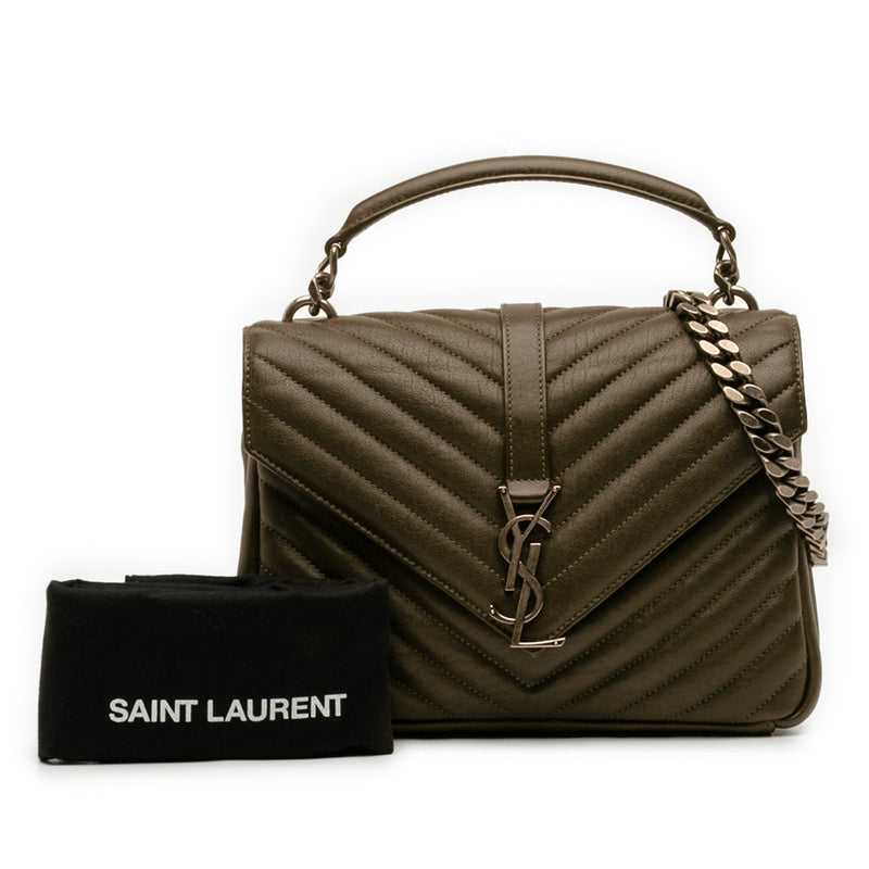 Medium Quilted Chevron Sheepskin College Satchel - Image 10