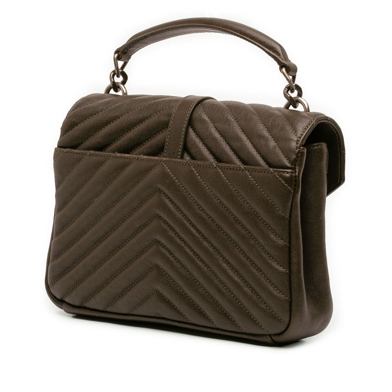 Medium Quilted Chevron Sheepskin College Satchel - Image 2