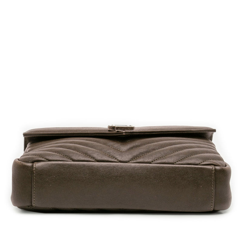 Medium Quilted Chevron Sheepskin College Satchel - Image 3