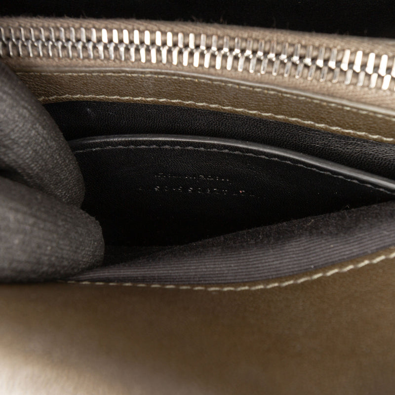 Medium Quilted Chevron Sheepskin College Satchel - Image 6