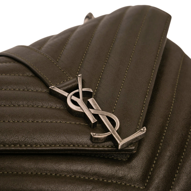 Medium Quilted Chevron Sheepskin College Satchel - Image 7