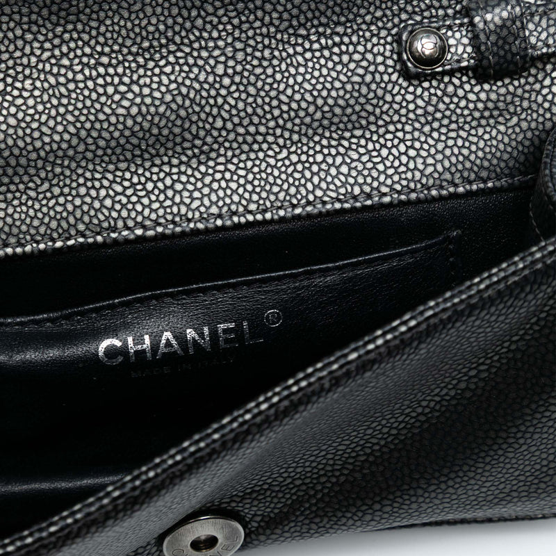 CC Metallic Caviar Interlaced Chain Clutch on Strap - Image 5