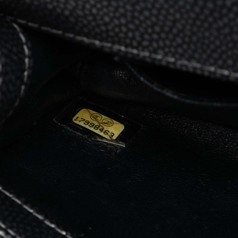 CC Metallic Caviar Interlaced Chain Clutch on Strap - Image 6
