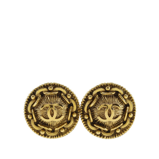 CC Gold Plated Medallion Clip On Earrings - Image 1