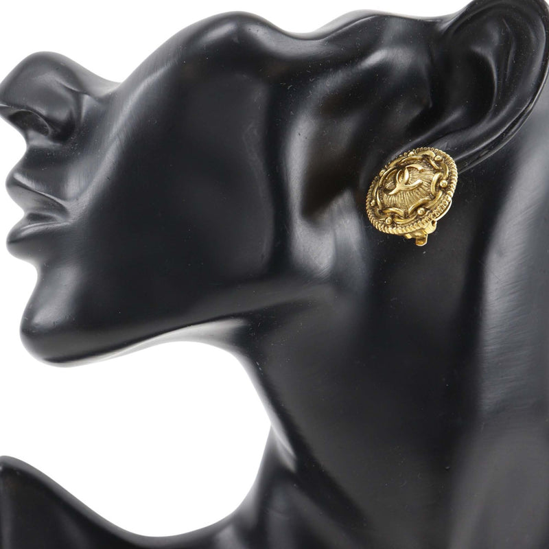 CC Gold Plated Medallion Clip On Earrings - Image 11
