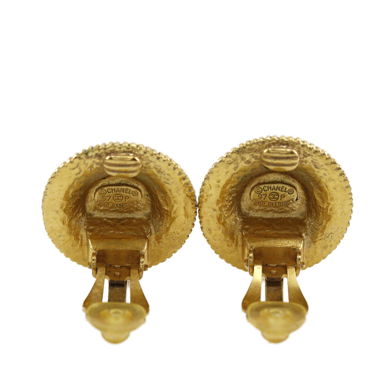 CC Gold Plated Medallion Clip On Earrings - Image 2