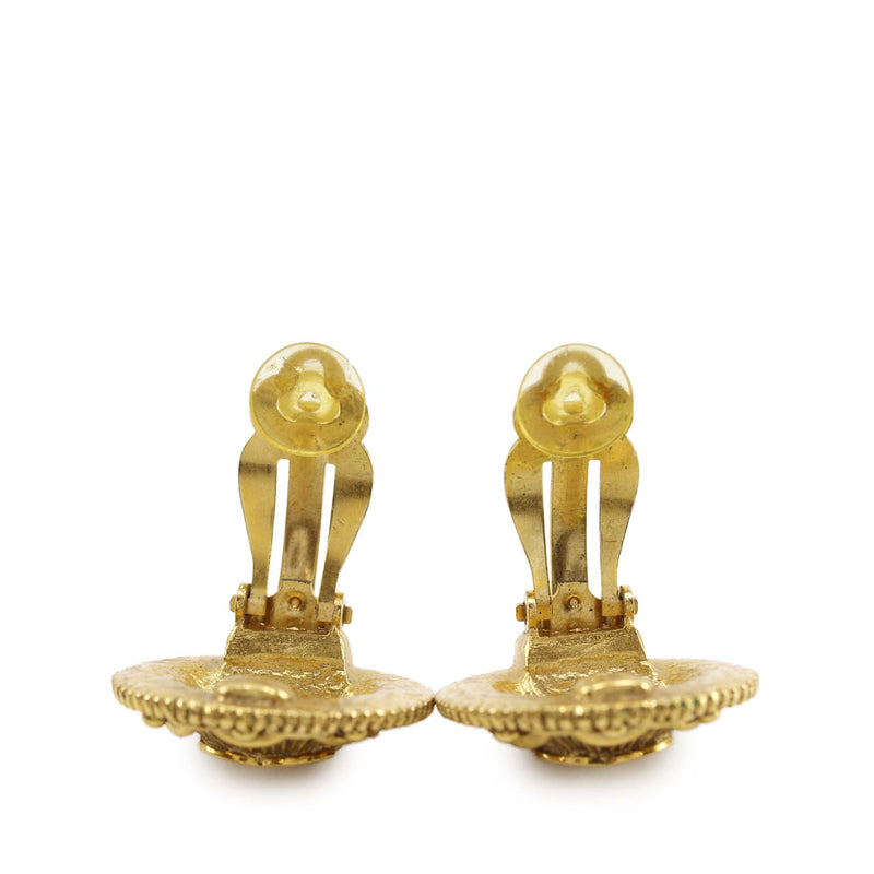 CC Gold Plated Medallion Clip On Earrings - Image 4