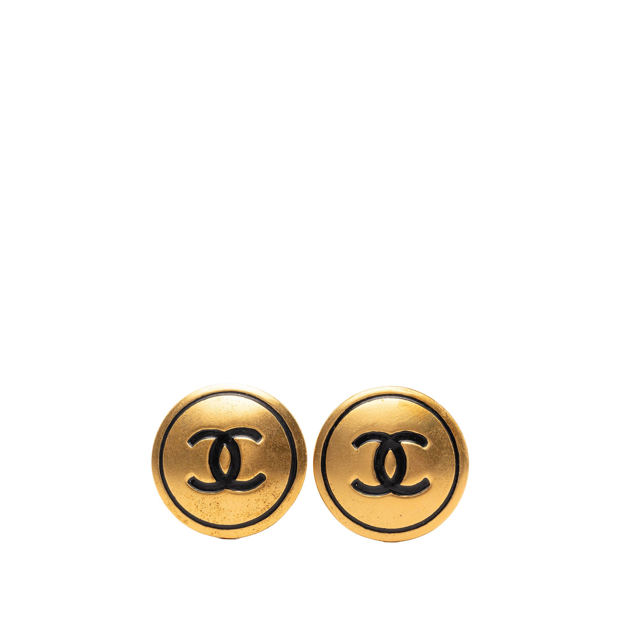 CC Gold Plated Round Clip On Earrings - Image 1