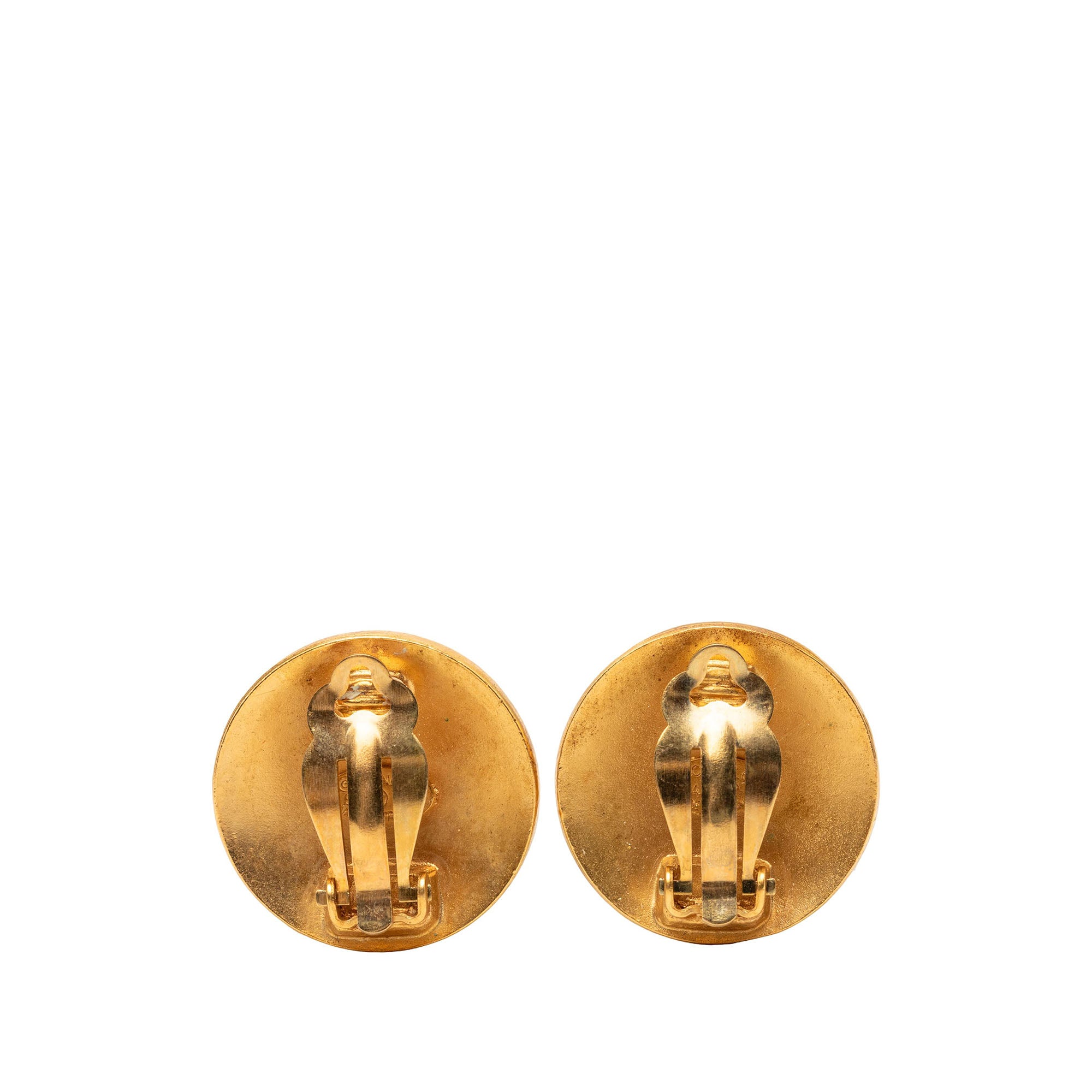 CC Gold Plated Round Clip On Earrings - Image 2