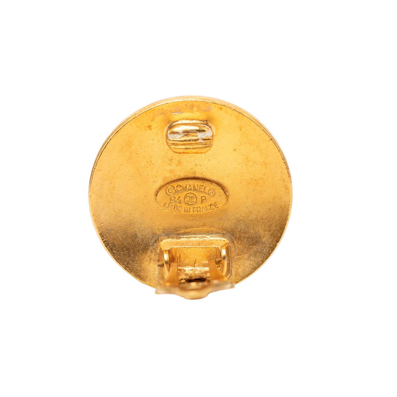 CC Gold Plated Round Clip On Earrings - Image 3