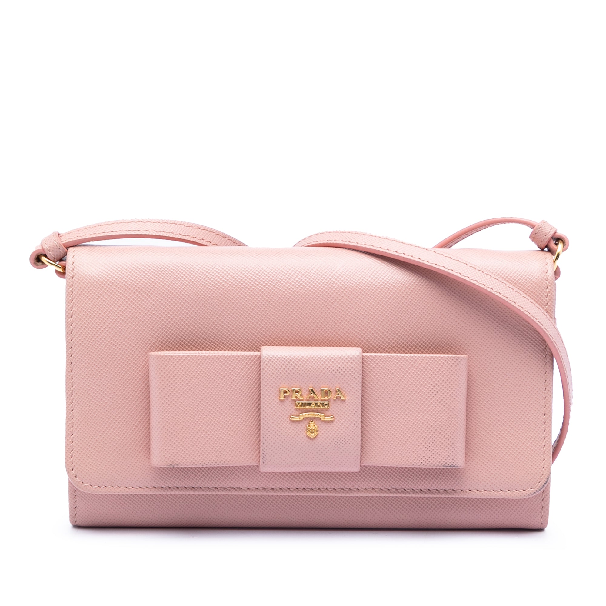 Saffiano Lux Bow Wallet On Strap - Image 1